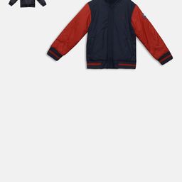 t-base Kids Navy Blue Colourblocked Reversible Bomber-49