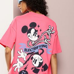 Kook N Keech Disney Mickey Mouse Printed Drop-Shoulder Sleeves Oversized T-shirt-image-91
