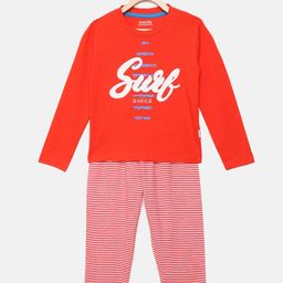 mackly Boys Red & White Printed Night suit-picture-5