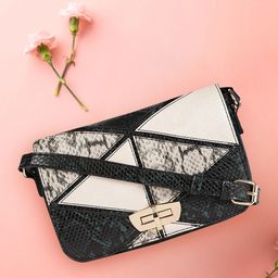 Accessorize London Women's Faux Leather Patchwork Snake Sling Bag-31