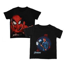 Marvel by Wear Your Mind Boys Pack Of 2 Black Avengers Spiderman Printed Round Neck T-shirts-image-84