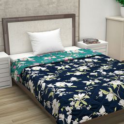 Divine Casa Blue & Green Floral Mild Winter 110 GSM Single Bed Comforter-image-68