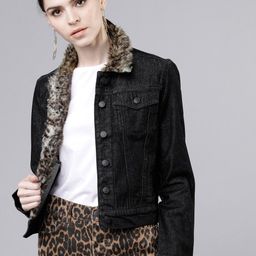 Tokyo Talkies Women Black Solid Denim Jacket-image-59