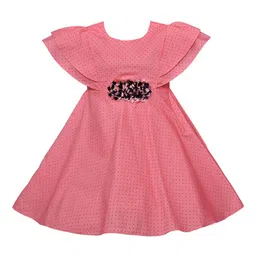 Wish Karo Peach-Coloured Polka Dot Printed Dress-image-6
