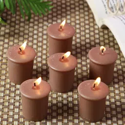 HOSLEY Set of 6 Brown Hazelnut Creme Highly Fragranced Votive Candles-15
