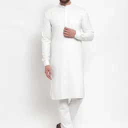 Jompers Men Off-White Solid Kurta with Churidar-image-82