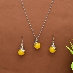 Silvermerc Designs Silver-Plated Oxidised Trendy Necklace With Earrings-26