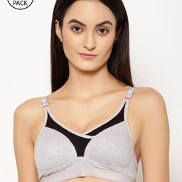Floret Pack of 2 Solid Non-Wired Heavily Padded Workout Bra T3001_Cool-48