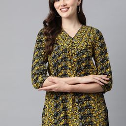 Cottinfab Abstract Print Crepe Longline Top-12