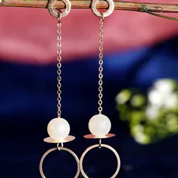 Zoey Gold-Plated Beaded Contemporary Drop Earrings-8