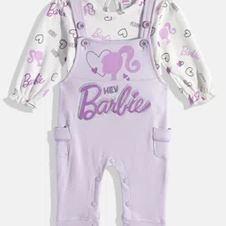 Moms Love Infants Infant Girls Pure Cotton Printed Dungaree With T-Shirt-image-26
