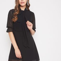 Berrylush Women Black Solid Shirt Dress-image-86