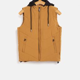 Crimsoune Club Boys Mustard Yellow Solid Lightweight Puffer Jacket-picture-26