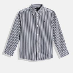 Tommy Hilfiger Boys Vertical Stripes Opaque Organic Cotton Monochrome Casual Shirt-image-46