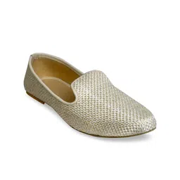 PANAHI Men Beige Woven Design Handmade Mojaris-image-3