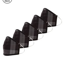 LEMON SOUK Pack Of 5 Checked 2-Ply Cloth Masks-image-11