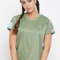Clovia Women Green Printed Round Neck T-shirt-image-13