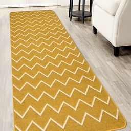 Saral Home Gold-Coloured & Beige Quirky Jacquard Anti-Skid Floor Runner-42