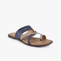 BuckleUp Women Blue Colourblocked One Toe Flats-image-10