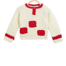 CHUTPUT Unisex Kids Cream-Coloured Self Design Pullover Sweater-25