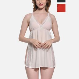 FIMS Pack of 3 Floral Lace Satin Baby Doll-picture-10