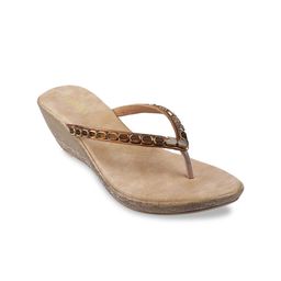 Metro Women Gold-Toned Embellished Wedges-image-77