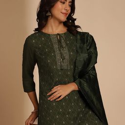 Anouk Printed Kurta with Trousers & Dupatta image 5