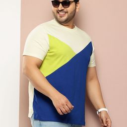 Sztori Plus Size Colourblocked Pure Cotton T-shirt-49