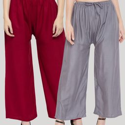 Clora Creation Women  Maroon & Grey Set Of 2  Palazzos-image-62
