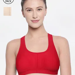 Bodycare Pack of 2 Assorted Solid Non-Wired Non Padded Sports Bras 1612SRED-2PCS-picture-43