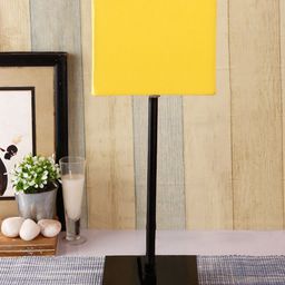 Devansh Yellow & Black Solid Contemporary Handcrafted Bedside Standard Table Lamp-2