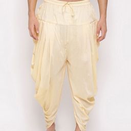 VASTRAMAY Men Cream-Coloured Solid Dhoti-picture-29