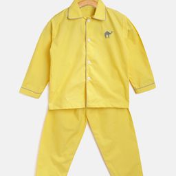 Kids Clan Unisex Kids Yellow Solid Night Suit-picture-23