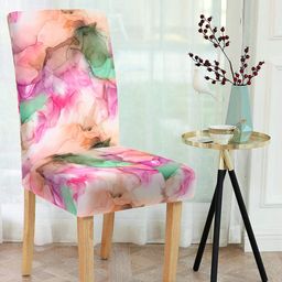 Cortina Set Of 4 Pink & Green Printed Chair Covers-8