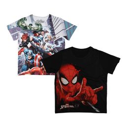 Marvel by Wear Your Mind Boys Pack Of 2 Avengers Printed Round Neck Pure Cotton T-shirts-image-69