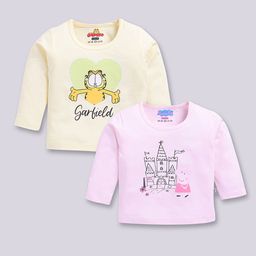 YK X Tinyo Infant Girls Set of 2 Garfield Printed Cotton T-shirts-94