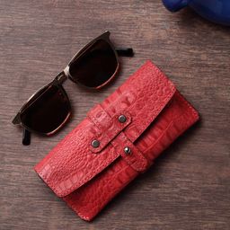 IMUR Unisex Red Textured Leather Sunglasses Case-image-18