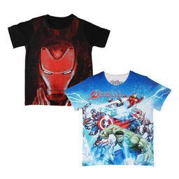 Marvel by Wear Your Mind Boys Pack Of 2 Avengers Printed Round Neck T-shirts-image-98