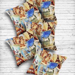Kuber Industries Multicoloured Set of 5 Abstract Square Cushion Covers-5