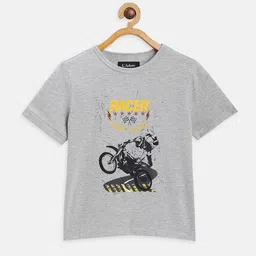 LAdore Boys Grey Printed Round Neck Organic Cotton Sustainable Pure Cotton T-shirt-image-85
