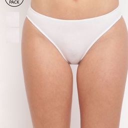 BASIICS by La Intimo Women Pack Of 3 White Solid Glamo Rise Bikini Briefs HL11-image-79