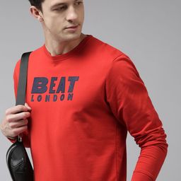 BEAT LONDON by PEPE JEANS Men Red Brand logo Printed Round Neck pure Cotton Sweatshirt-picture-11