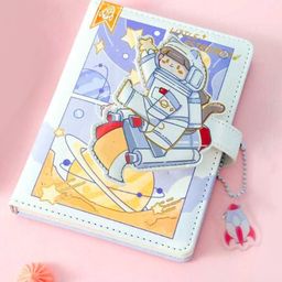 YK Self Design Astronaut-Themed Lock Diary-74