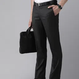 Arrow Men Checked Tailored Flat Front Formal Trousers-picture-3