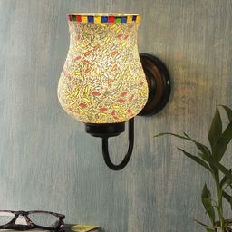 Devansh White & Blue Textured Mosaic Glass Wallchiere-image-45
