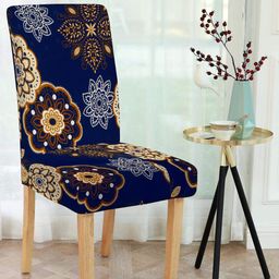 Cortina Blue Printed Chair Cover-53
