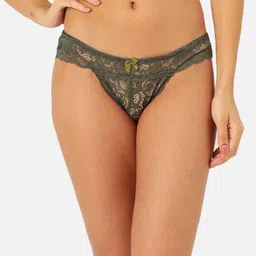 MAKCLAN Women Olive-Green Self-Design Lace Basic Briefs K16037PA-picture-43