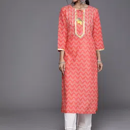 Varanga Women Pink & White Bandhani Printed Gotta Patti Kurta-image-35
