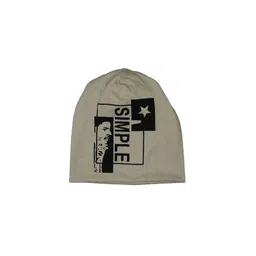 iSWEVEN Unisex Taupe-Coloured & Black Printed Beanie-21