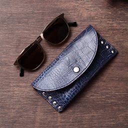 IMUR Unisex Blue Animal Print Leather Sunglass Case-image-72